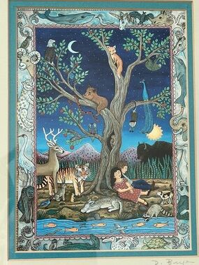 Diana Bryer Tree Of Life Framed Art Southwest Folk Art Santa Fe New Mexico 11x13